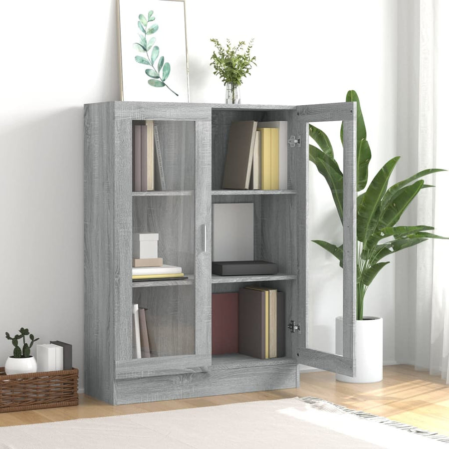 Vitrinekast 82,5X30,5X5 Cm Bewerkt Hout Eiken 82.5 x 30.5 x 115 cm Grijs sonoma