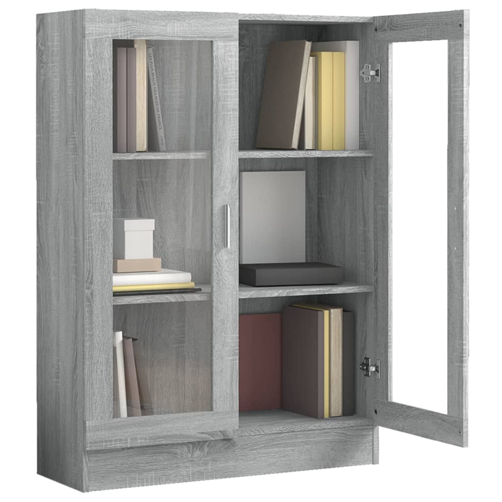 Vitrinekast 82,5X30,5X5 Cm Bewerkt Hout Eiken 82.5 x 30.5 x 115 cm Grijs sonoma