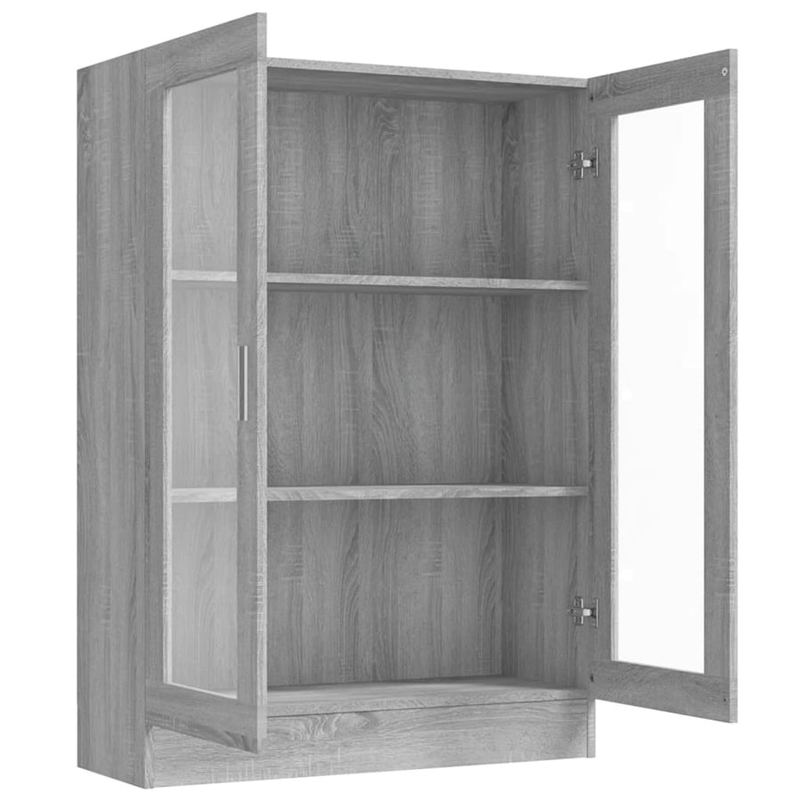 Vitrinekast 82,5X30,5X5 Cm Bewerkt Hout Eiken 82.5 x 30.5 x 115 cm Grijs sonoma
