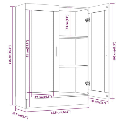 Vitrinekast 82,5X30,5X5 Cm Bewerkt Hout Eiken 82.5 x 30.5 x 115 cm Grijs sonoma