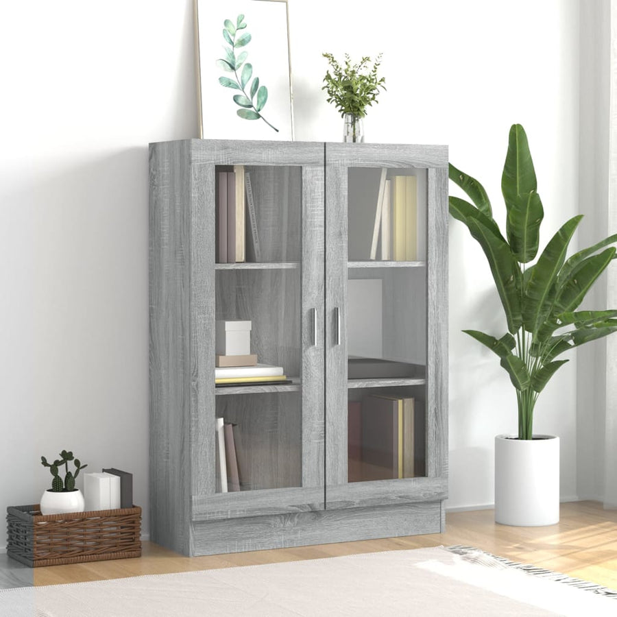 Vitrinekast 82,5X30,5X5 Cm Bewerkt Hout Eiken 82.5 x 30.5 x 115 cm Grijs sonoma