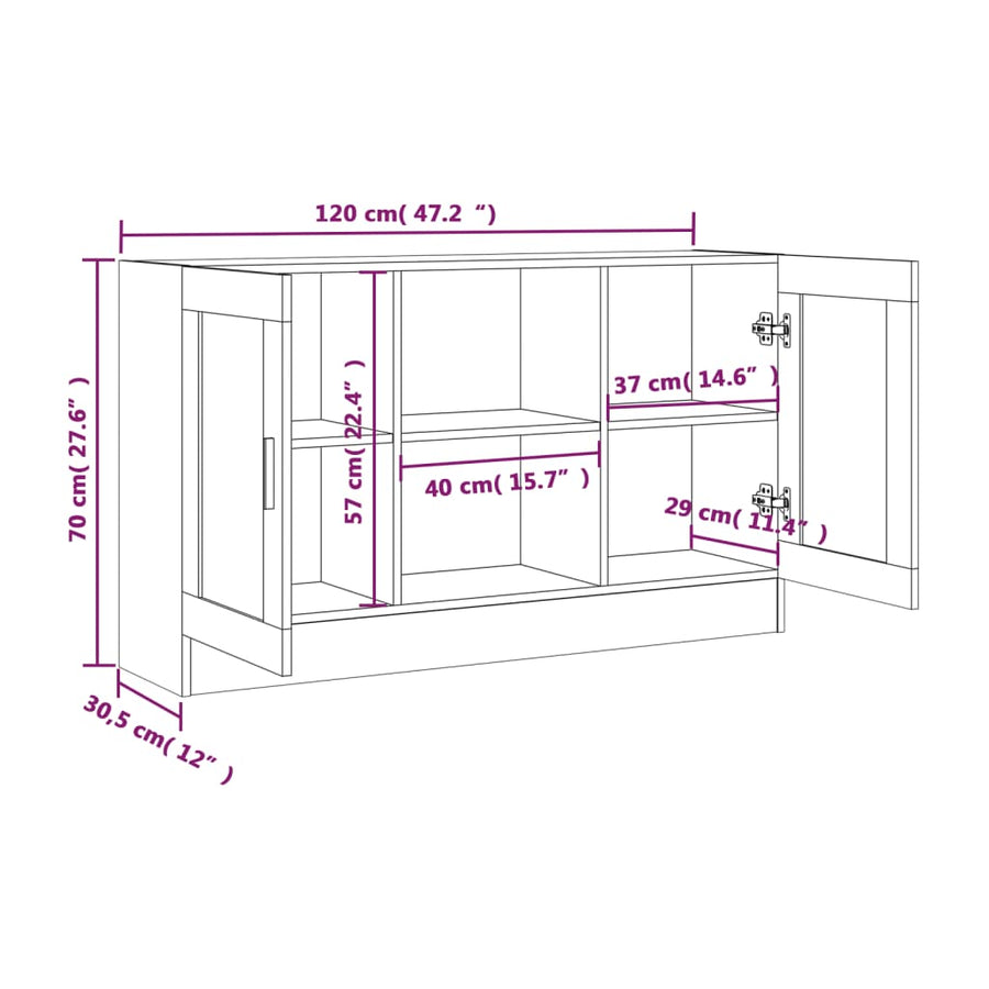 Dressoir 120X30,5X70 Cm Eikenkleurig Grijs sonoma