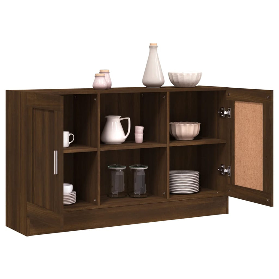 Dressoir 120x30,5x70 cm bewerkt hout bruineikenkleurig bruin eikenkleur Bewerkt hout