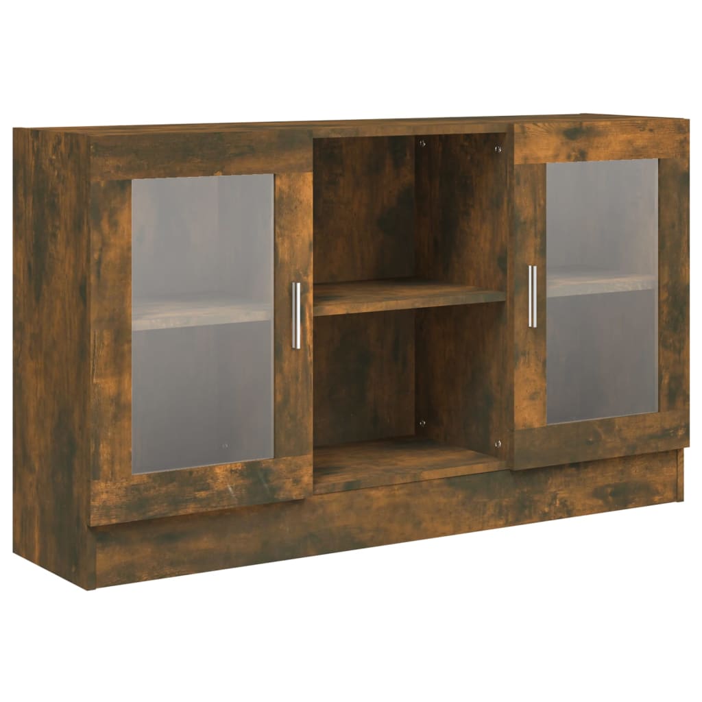 Vitrinekast 20X30,5X70 Cm Bewerkt Hout Kleurig Gerookt eiken Bewerkt hout en glas