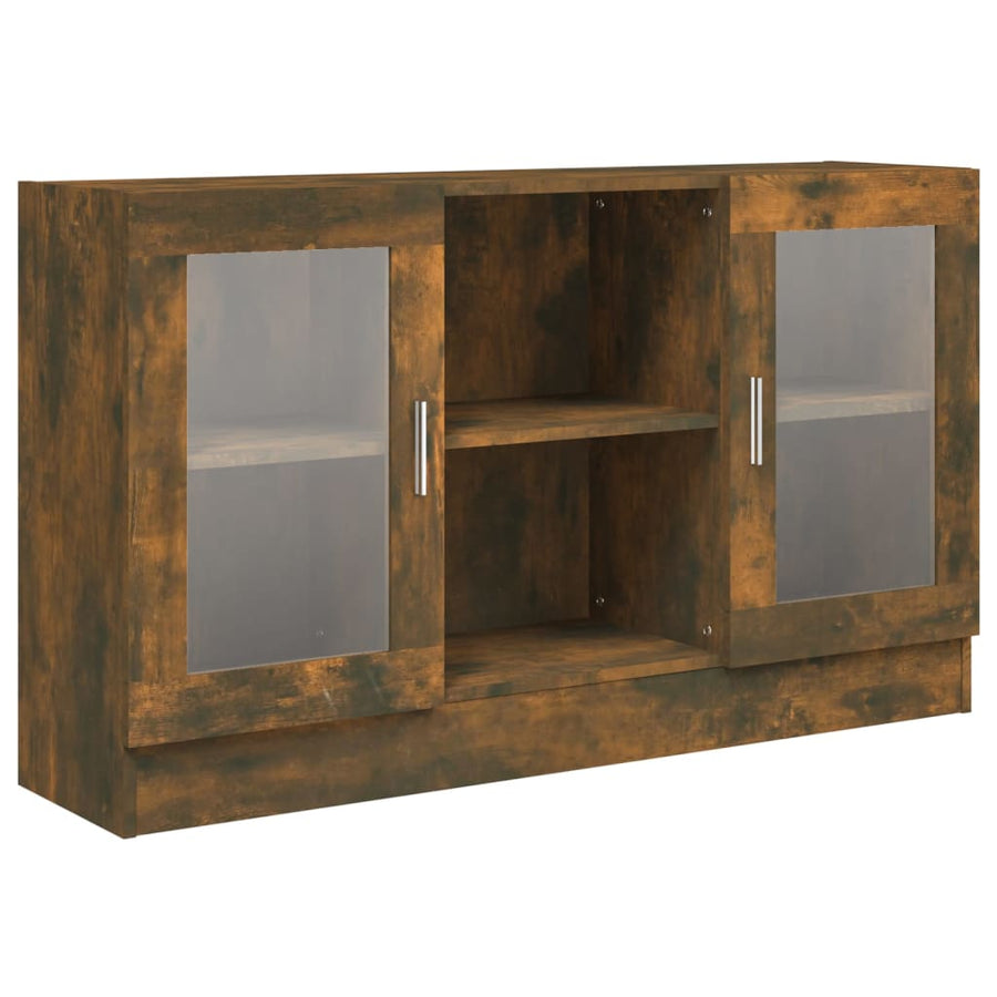 Vitrinekast 20X30,5X70 Cm Bewerkt Hout Kleurig Gerookt eiken Bewerkt hout en glas