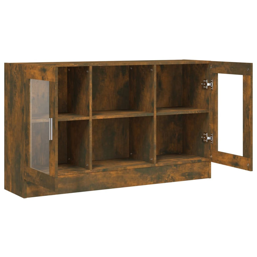 Vitrinekast 20X30,5X70 Cm Bewerkt Hout Kleurig Gerookt eiken Bewerkt hout en glas