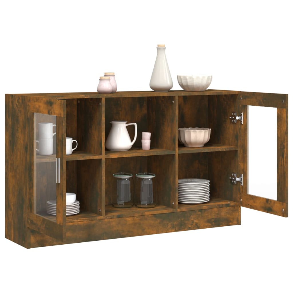 Vitrinekast 20X30,5X70 Cm Bewerkt Hout Kleurig Gerookt eiken Bewerkt hout en glas