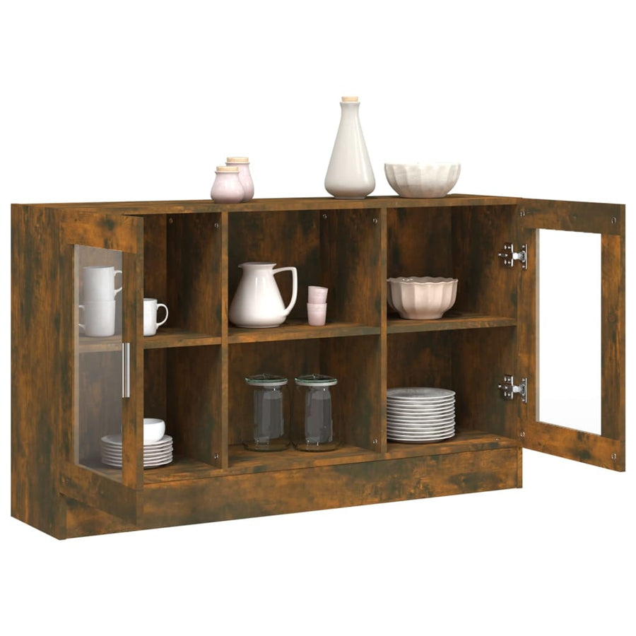 Vitrinekast 20X30,5X70 Cm Bewerkt Hout Kleurig Gerookt eiken Bewerkt hout en glas