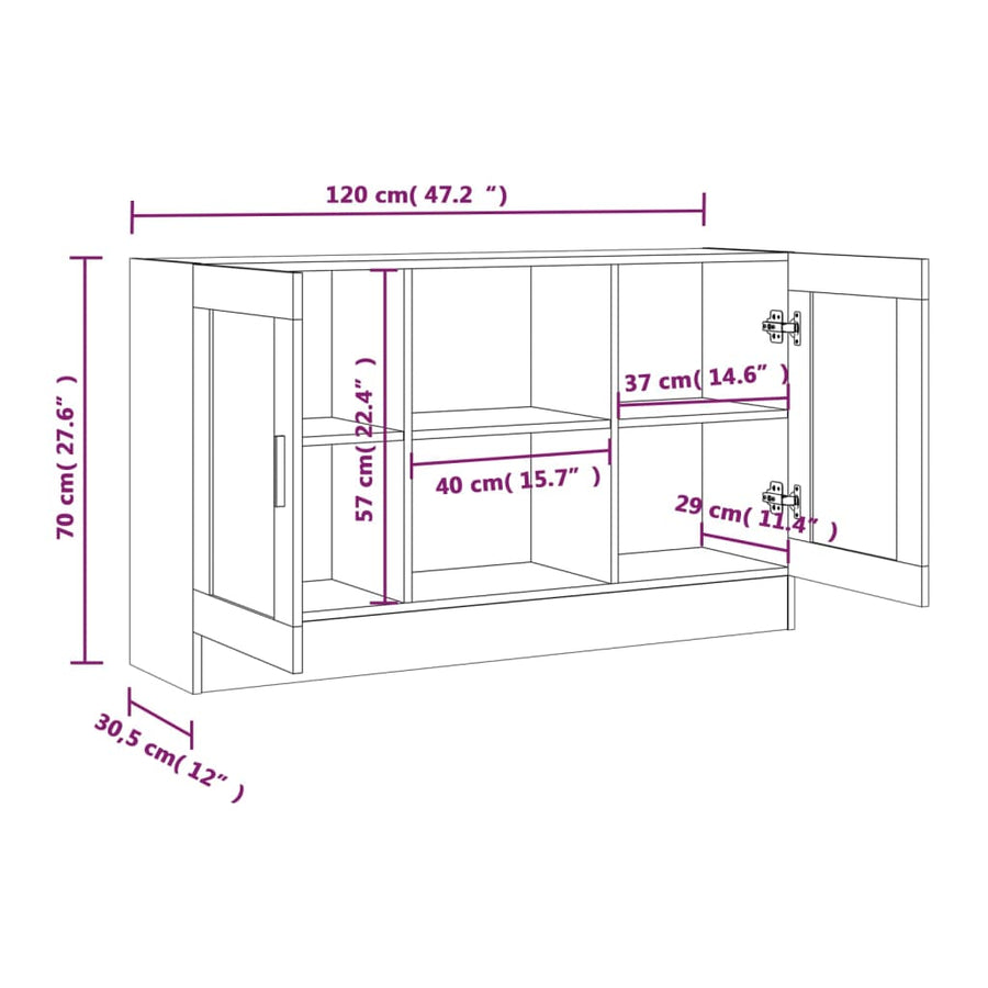 Vitrinekast 20X30,5X70 Cm Bewerkt Hout Kleurig Gerookt eiken Bewerkt hout en glas