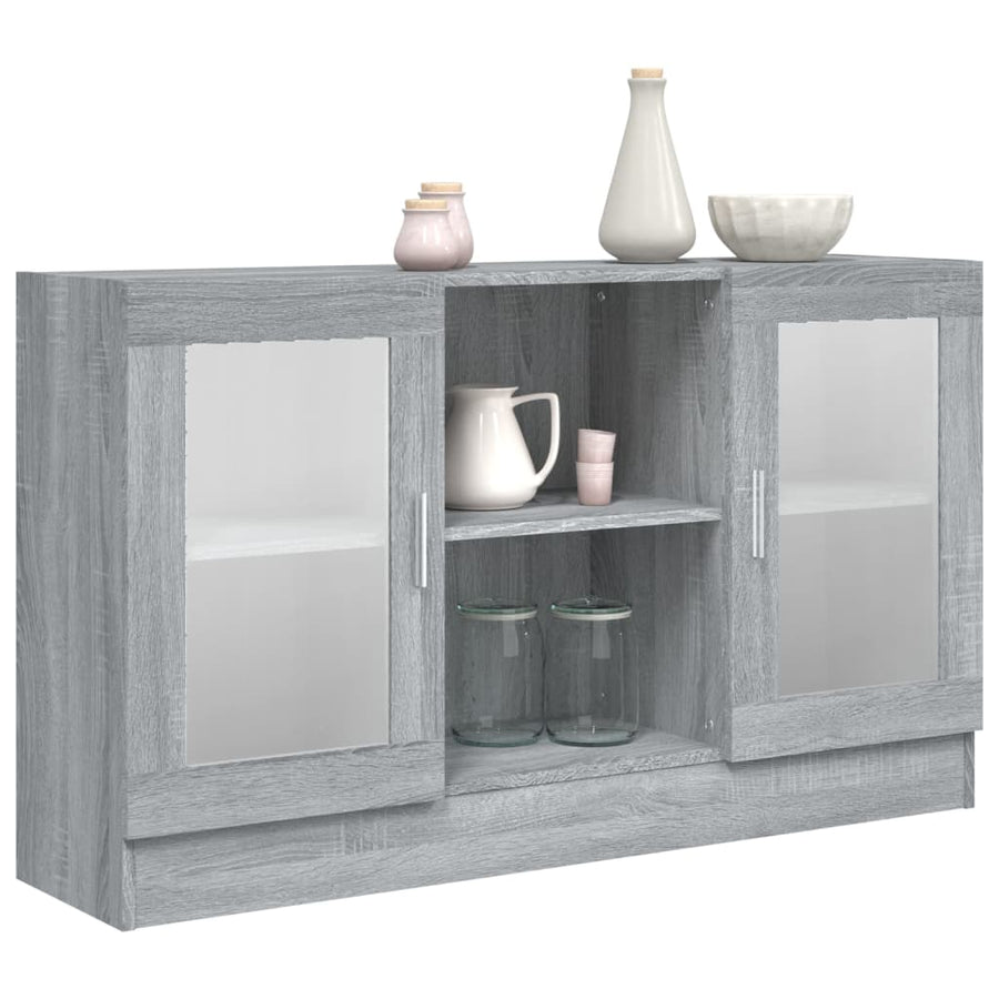 Vitrinekast 20X30,5X70 Cm Bewerkt Hout Eiken Grijs sonoma Bewerkt hout en glas