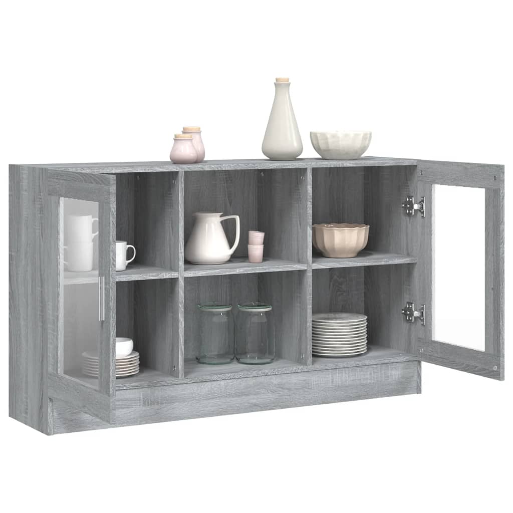 Vitrinekast 20X30,5X70 Cm Bewerkt Hout Eiken Grijs sonoma Bewerkt hout en glas