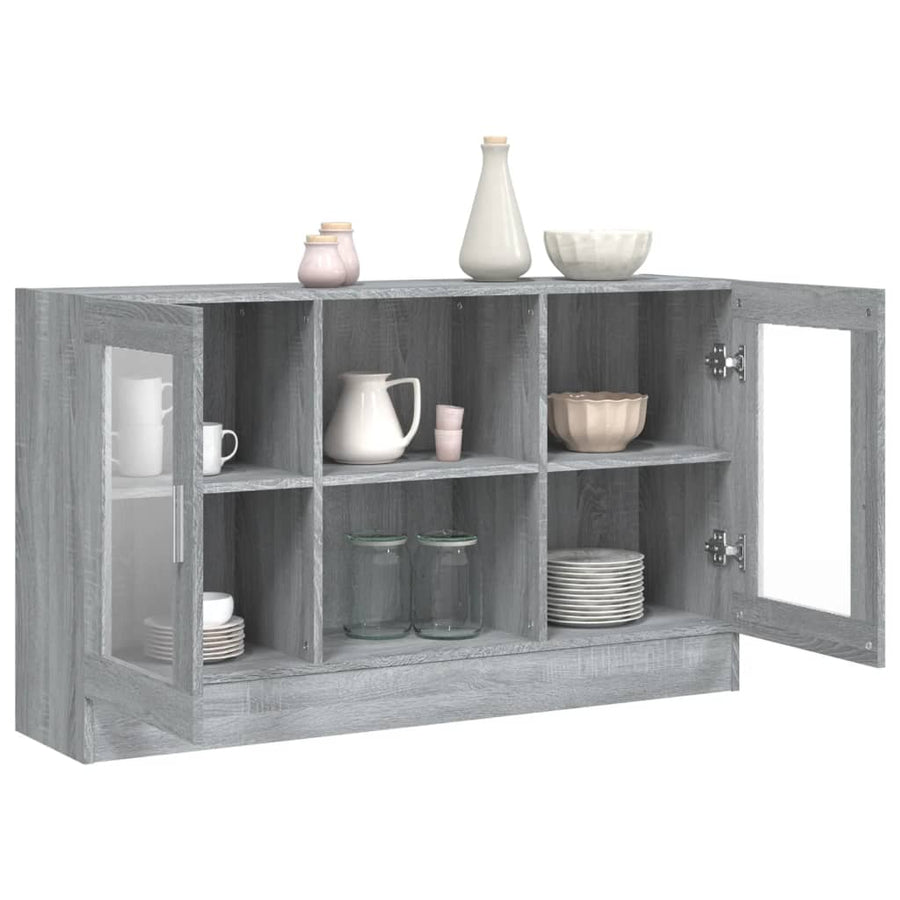 Vitrinekast 20X30,5X70 Cm Bewerkt Hout Eiken Grijs sonoma Bewerkt hout en glas