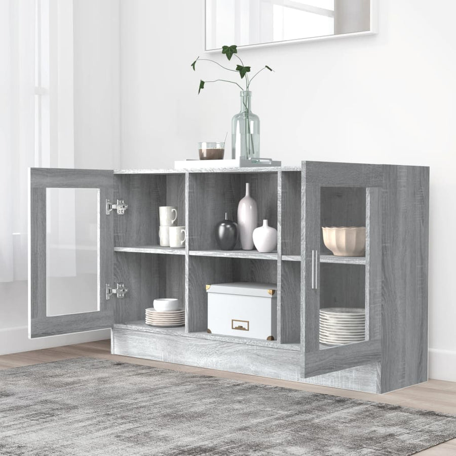 Vitrinekast 20X30,5X70 Cm Bewerkt Hout Eiken Grijs sonoma Bewerkt hout en glas