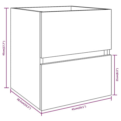 Wastafelkast 4X38,5X45 Cm Bewerkt Hout Kleurig 41 x 38.5 x 45 cm Gerookt eiken
