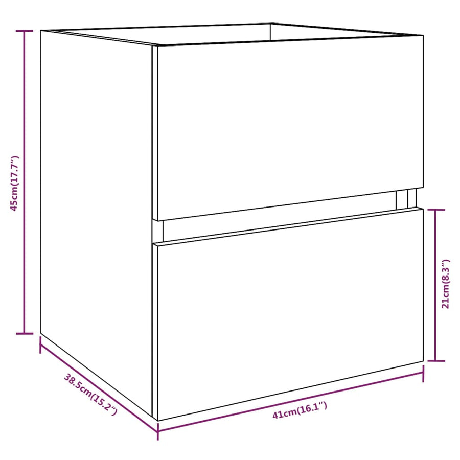 Wastafelkast 4X38,5X45 Cm Bewerkt Hout Kleurig 41 x 38.5 x 45 cm Gerookt eiken