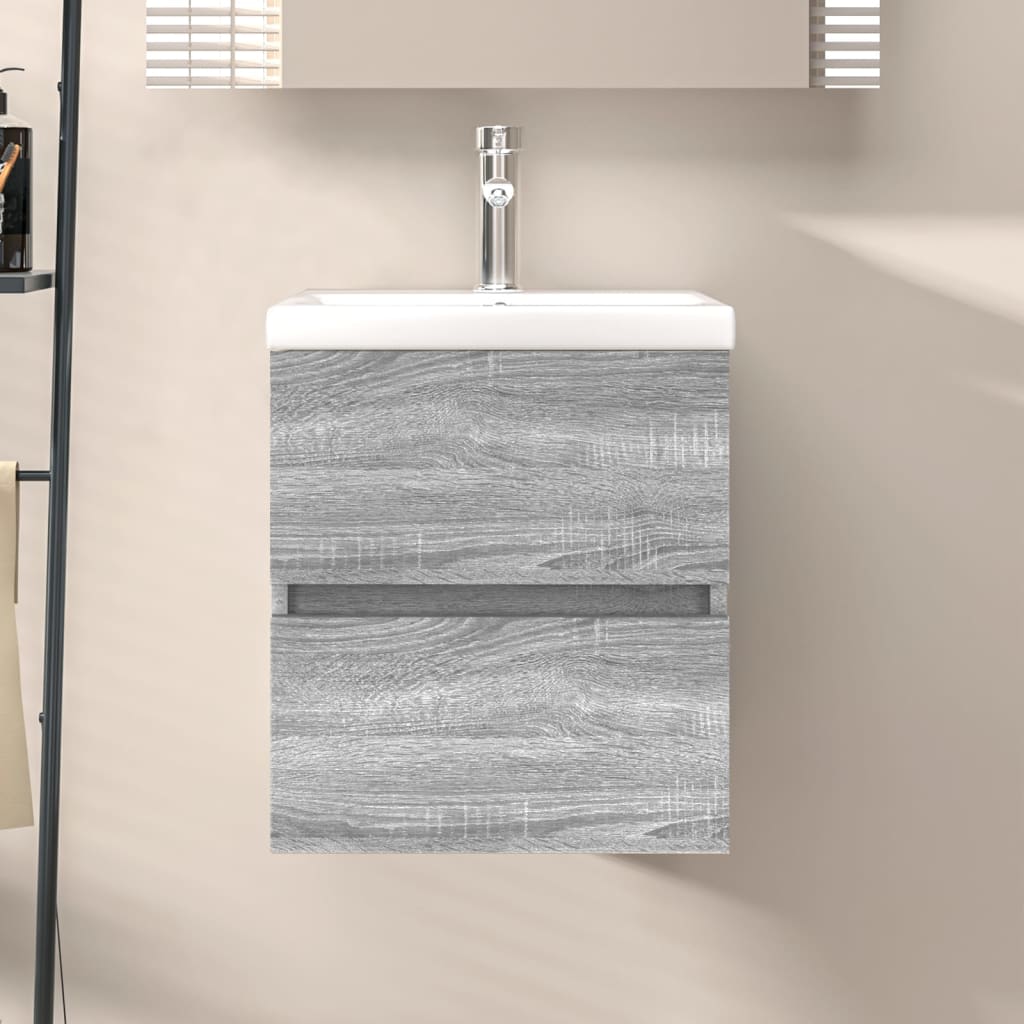 Wastafelkast 4X38,5X45 Cm Bewerkt Hout Eikenkleur 41 x 38.5 x 45 cm Grijs sonoma