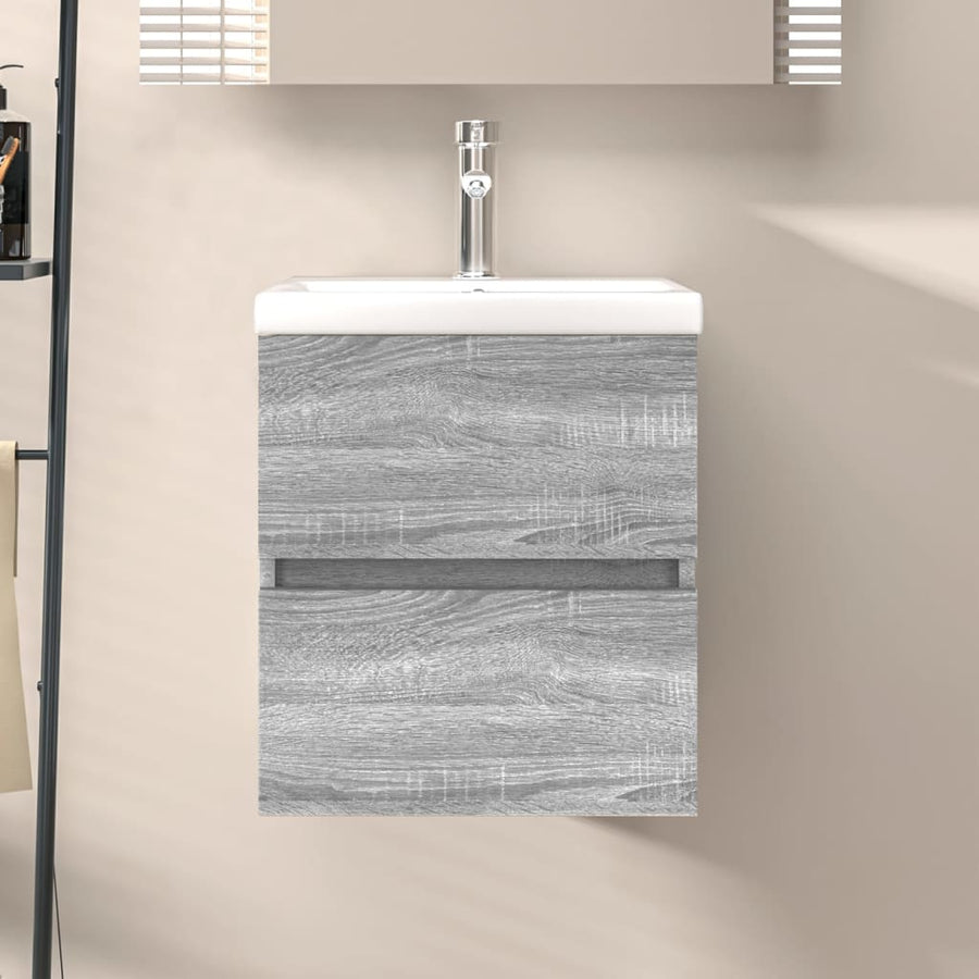 Wastafelkast 4X38,5X45 Cm Bewerkt Hout Eikenkleur 41 x 38.5 x 45 cm Grijs sonoma