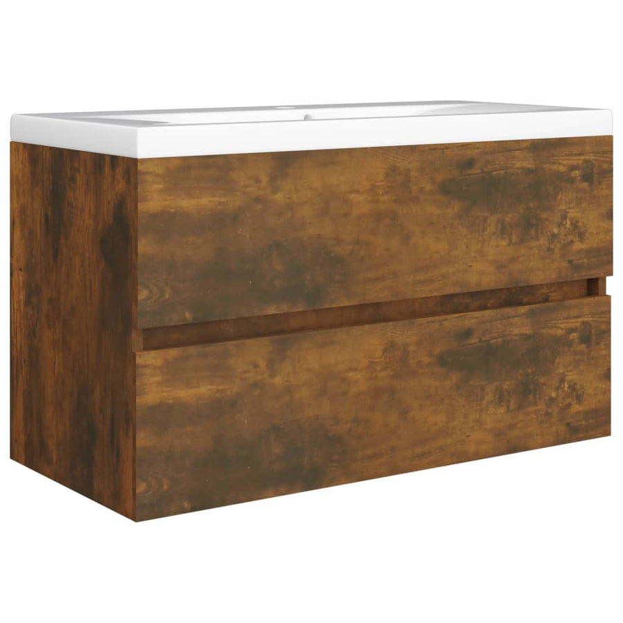 Wastafelkast 80X38,5X45 Cm Bewerkt Hout Kleurig 80 x 38.5 x 45 cm Gerookt eiken