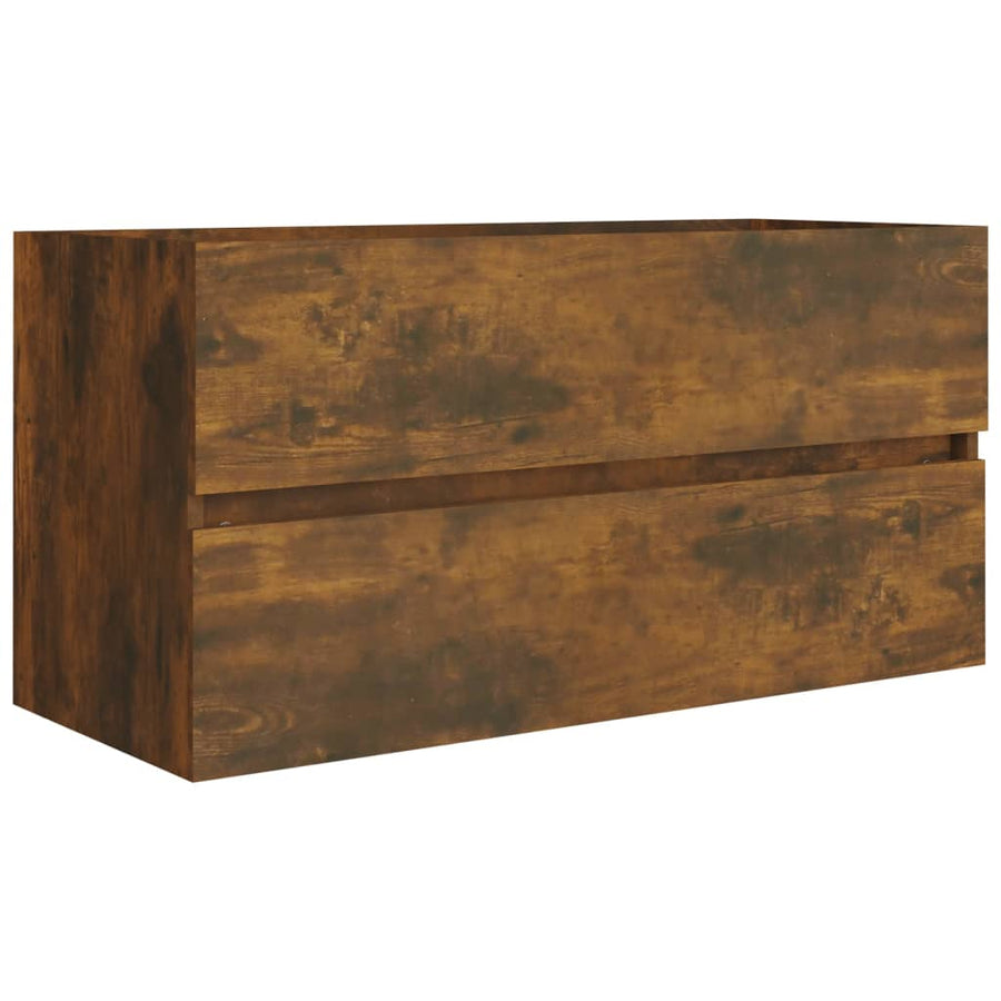 Wastafelkast 90X38,5X45 Cm Bewerkt Hout Kleurig 90 x 38.5 x 45 cm Gerookt eiken