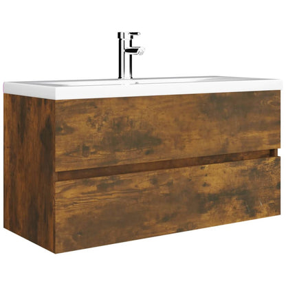 Wastafelkast 90X38,5X45 Cm Bewerkt Hout Kleurig 90 x 38.5 x 45 cm Gerookt eiken