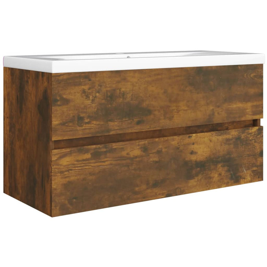 Wastafelkast 90X38,5X45 Cm Bewerkt Hout Kleurig 90 x 38.5 x 45 cm Gerookt eiken