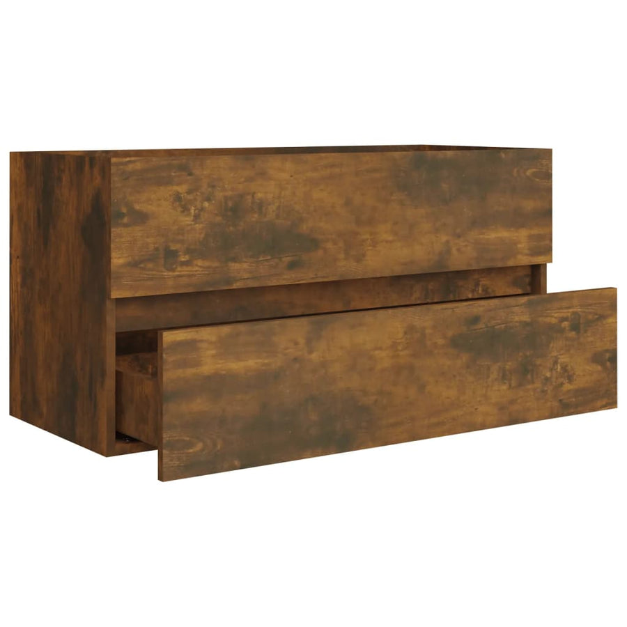 Wastafelkast 90X38,5X45 Cm Bewerkt Hout Kleurig 90 x 38.5 x 45 cm Gerookt eiken