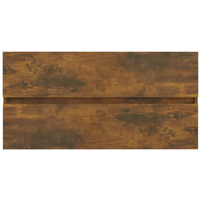 Wastafelkast 90X38,5X45 Cm Bewerkt Hout Kleurig 90 x 38.5 x 45 cm Gerookt eiken