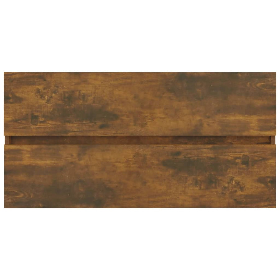 Wastafelkast 90X38,5X45 Cm Bewerkt Hout Kleurig 90 x 38.5 x 45 cm Gerookt eiken