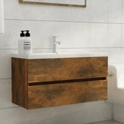 Wastafelkast 90x38,5x45 cm bewerkt hout gerookt eiken