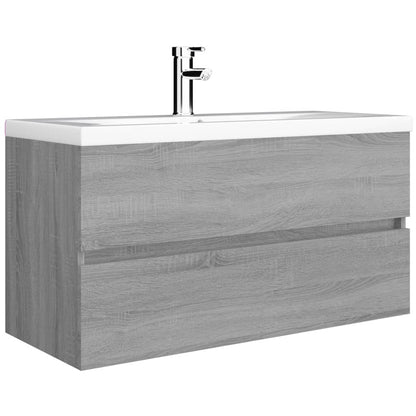 Wastafelkast 90X38,5X45 Cm Bewerkt Hout Grijs Sonoma Eikenkleur