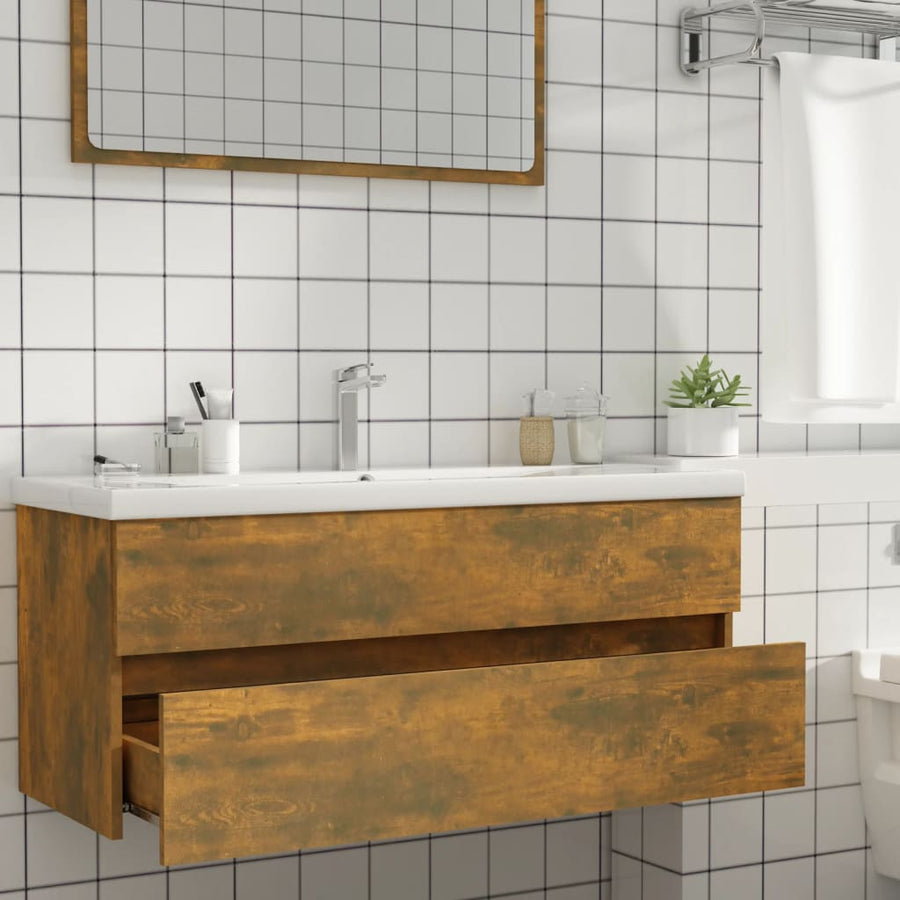 Wastafelkast 00X38,5X45 Cm Bewerkt Hout Kleurig 100 x 38.5 x 45 cm Gerookt eiken