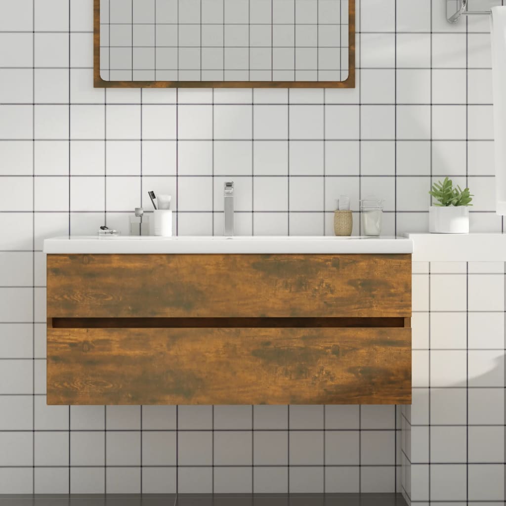 Wastafelkast 00X38,5X45 Cm Bewerkt Hout Kleurig 100 x 38.5 x 45 cm Gerookt eiken