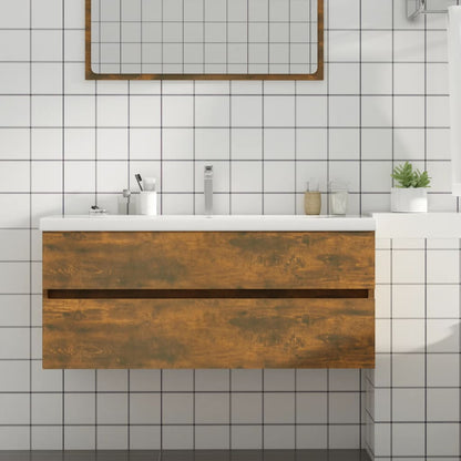 Wastafelkast 00X38,5X45 Cm Bewerkt Hout Kleurig 100 x 38.5 x 45 cm Gerookt eiken