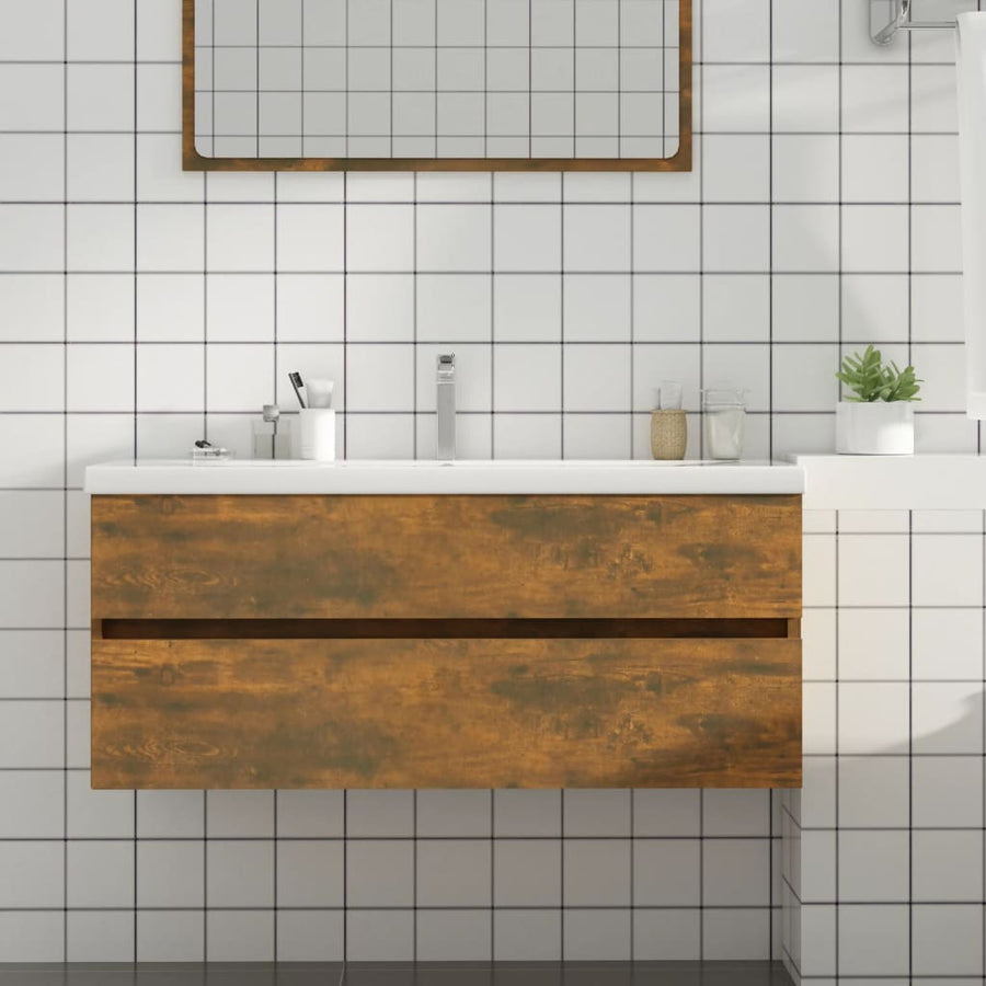 Wastafelkast 00X38,5X45 Cm Bewerkt Hout Kleurig 100 x 38.5 x 45 cm Gerookt eiken