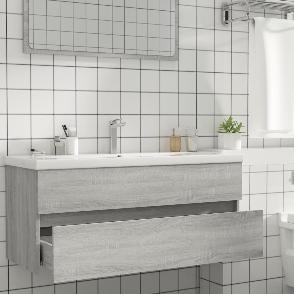 Wastafelkast 00X38,5X45 Cm Bewerkt Hout Eiken 100 x 38.5 x 45 cm Grijs sonoma