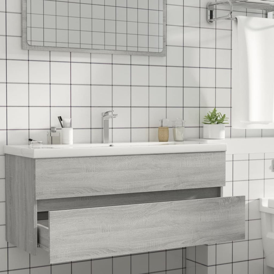 Wastafelkast 00X38,5X45 Cm Bewerkt Hout Eiken 100 x 38.5 x 45 cm Grijs sonoma