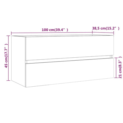 Wastafelkast 00X38,5X45 Cm Bewerkt Hout Eiken 100 x 38.5 x 45 cm Grijs sonoma