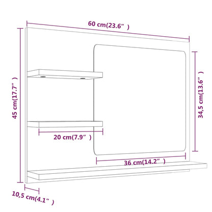 Badkamerspiegel 60X0,5X45 Cm Bewerkt Hout Kleurig Gerookt eiken