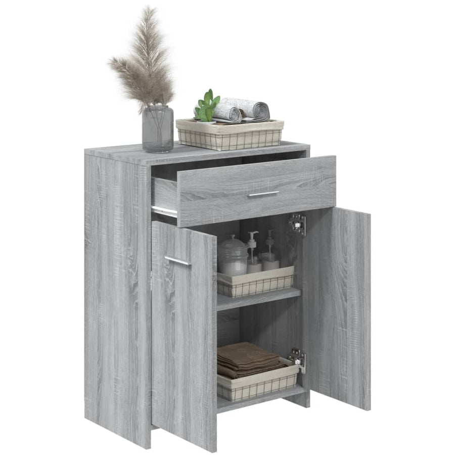 Badkamerkast 60x33x80 cm bewerkt hout grijs sonoma eikenkleurig
