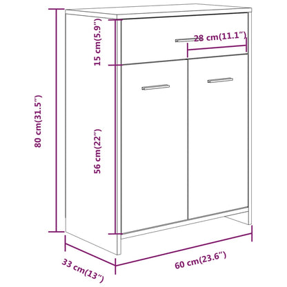 Badkamerkast 60x33x80 cm bewerkt hout grijs sonoma eikenkleurig