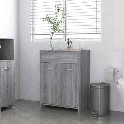 Badkamerkast 60x33x80 cm bewerkt hout grijs sonoma eikenkleurig