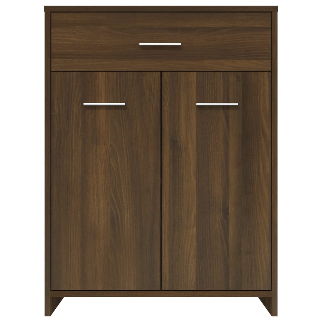 Badkamerkast 60x33x80 cm bewerkt hout bruin eikenkleur