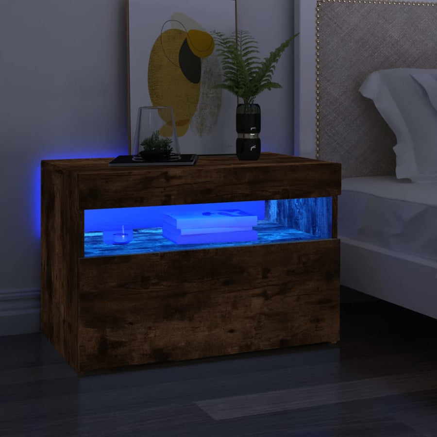 Tv-Meubel Met Led-Verlichting Kleurig 1 60 x 35 x 40 cm Gerookt eiken
