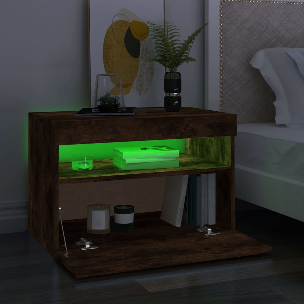 Tv-Meubel Met Led-Verlichting Kleurig 1 60 x 35 x 40 cm Gerookt eiken