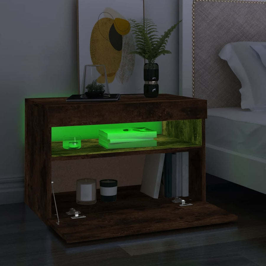 Tv-Meubel Met Led-Verlichting Kleurig 1 60 x 35 x 40 cm Gerookt eiken