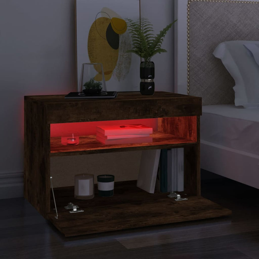 Tv-Meubel Met Led-Verlichting Kleurig 1 60 x 35 x 40 cm Gerookt eiken