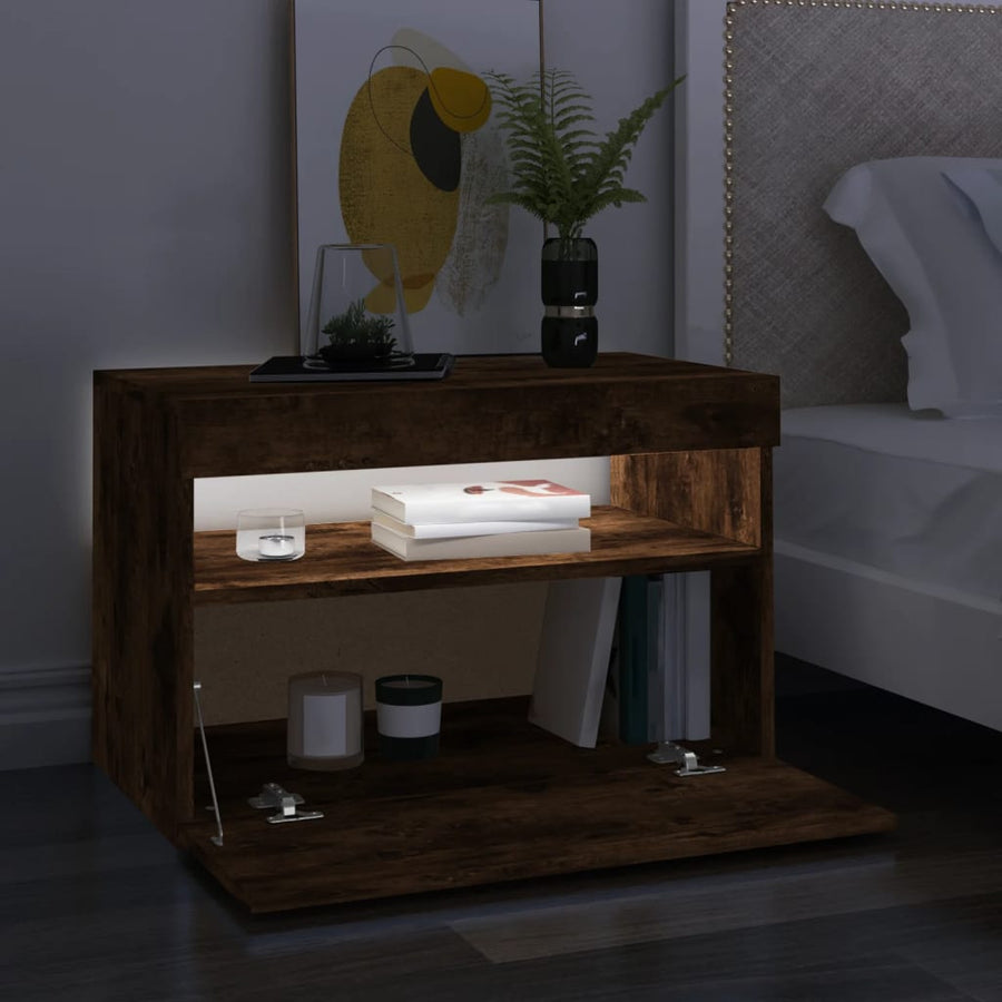 Tv-Meubel Met Led-Verlichting Kleurig 1 60 x 35 x 40 cm Gerookt eiken