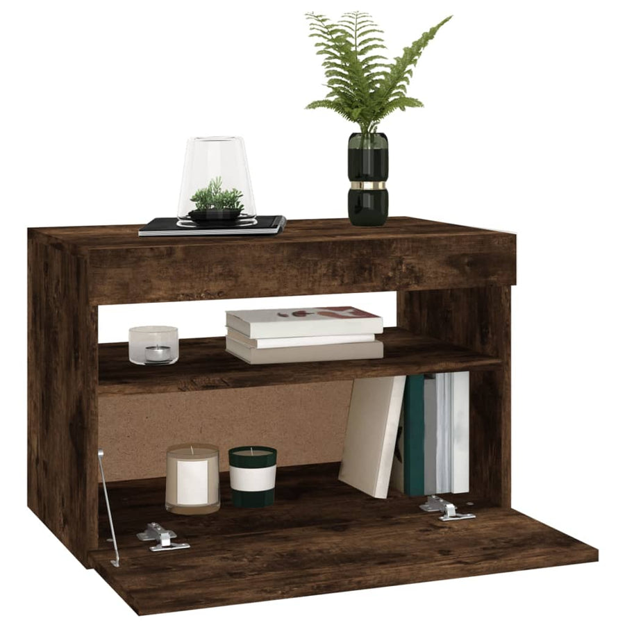 Tv-Meubel Met Led-Verlichting Kleurig 1 60 x 35 x 40 cm Gerookt eiken