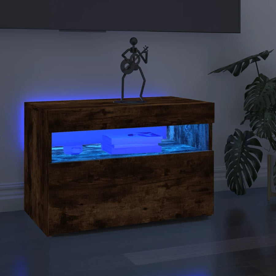 Tv-Meubel Met Led-Verlichting Kleurig 1 60 x 35 x 40 cm Gerookt eiken