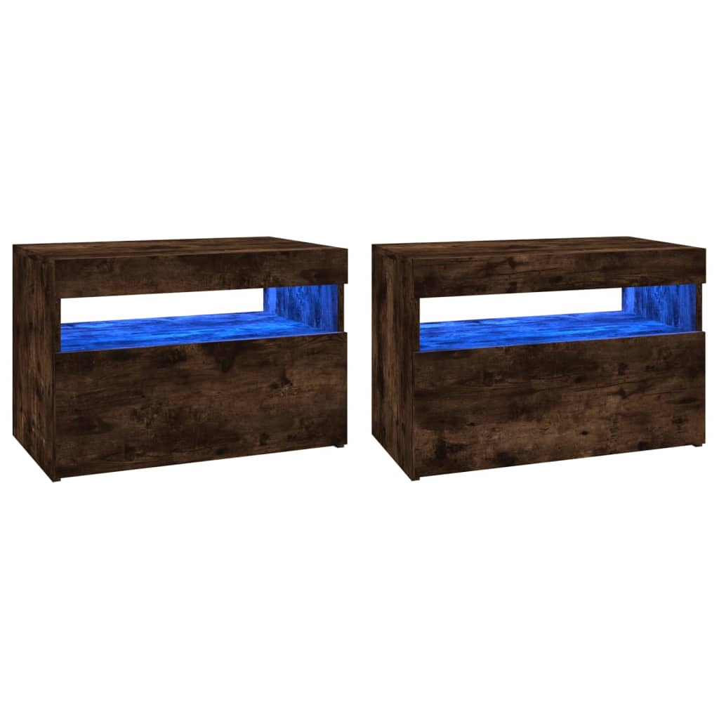 Tv-Meubels Met Led-Verlichting 2 60 x 35 x 40 cm Gerookt eiken